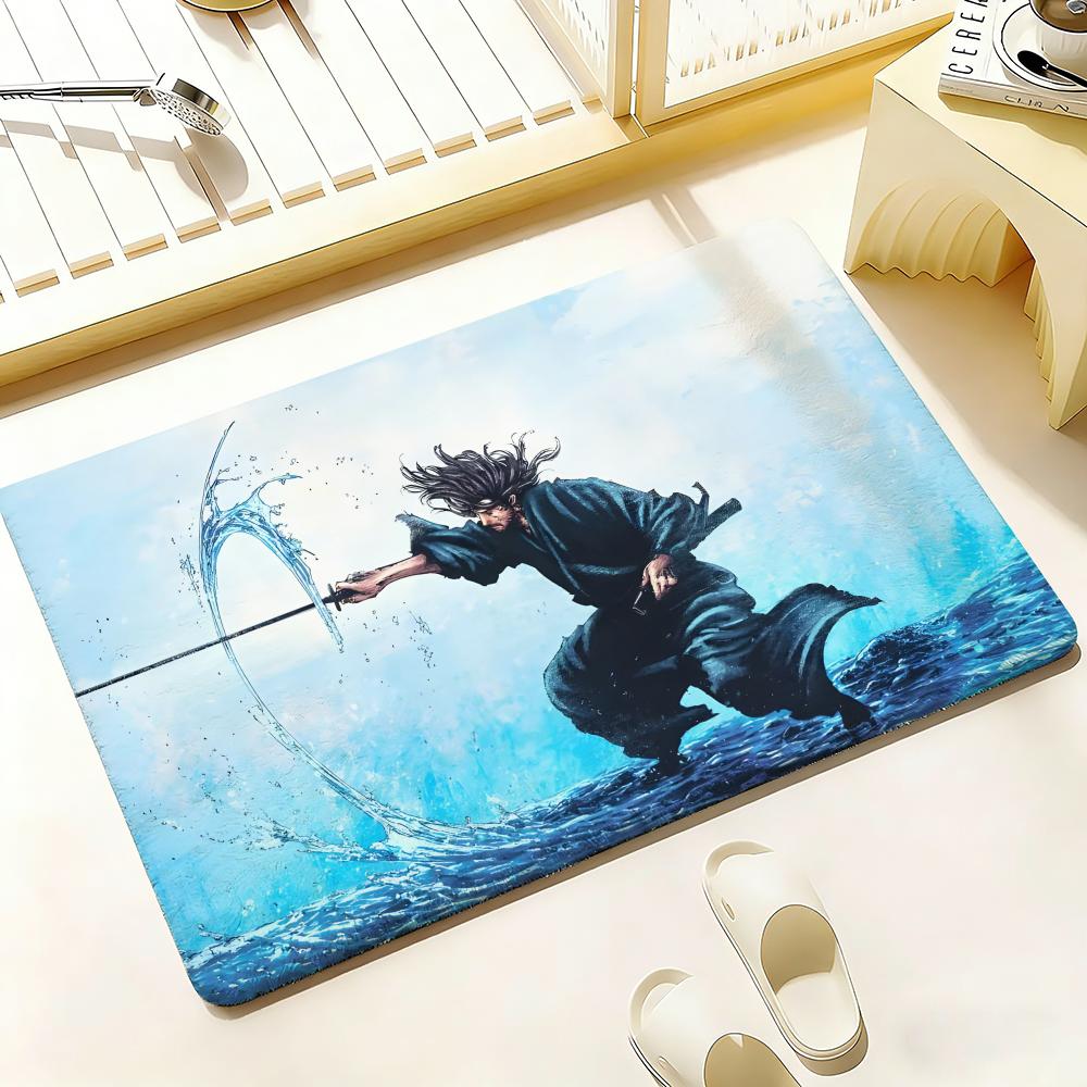 Classical Anime V-Vagabond Floor Mat Bedroom Living Room Flannel Door Mat Non-Slip Home Decor