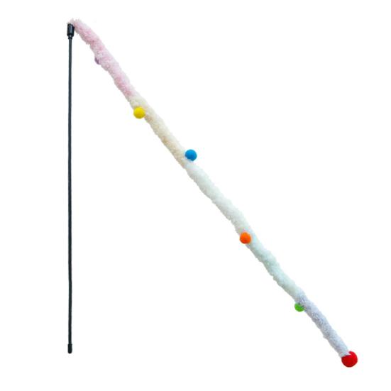 Cat Teaser Stick Long Handle Soft Color Plush Ball Bite-resistant Cat Playing Teaser Wand Toy Pet Supplies
