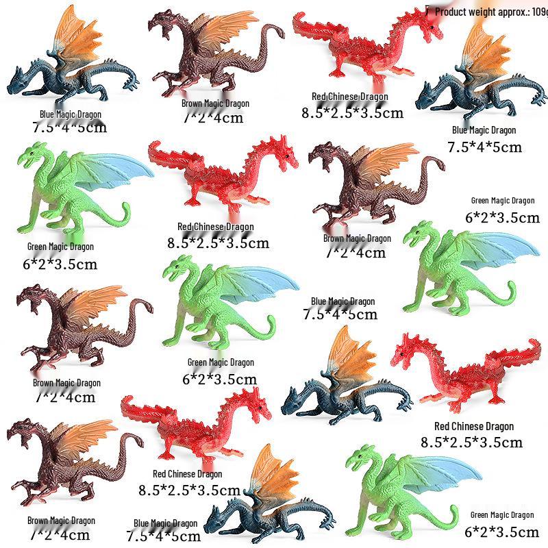 Dinosaur & Dragon Plastic Toy Set: Mythical Animal Figures for Kids