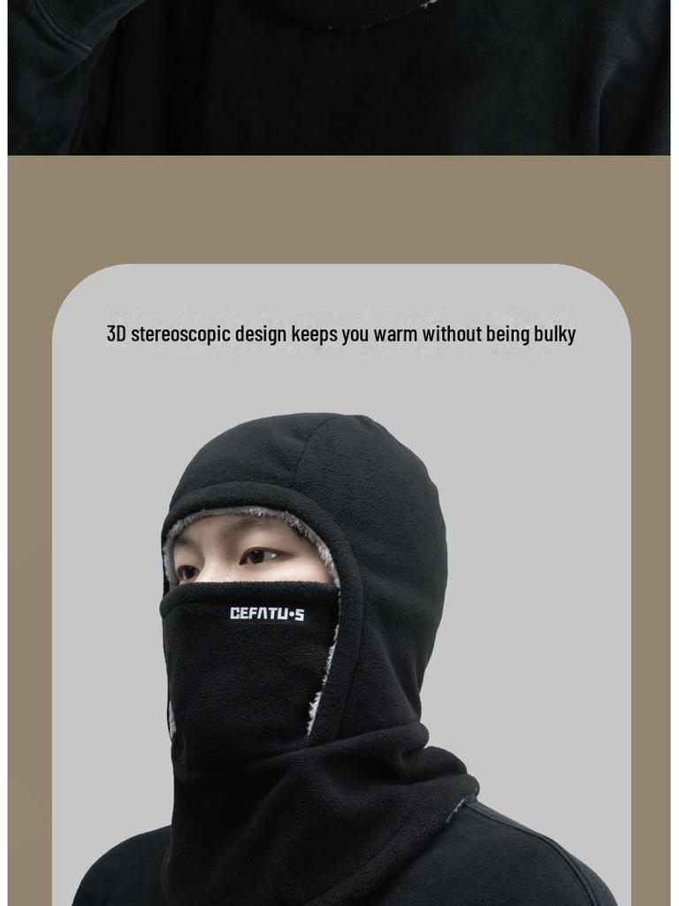 Winter Cycling Windproof Hat and Mask with Velvet Earmuffs