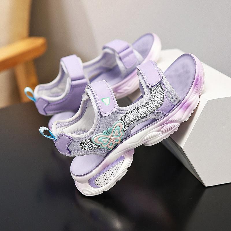 28-38 Детские летние большие легкие дышащие модные сандалии для девочек пляжная обувь