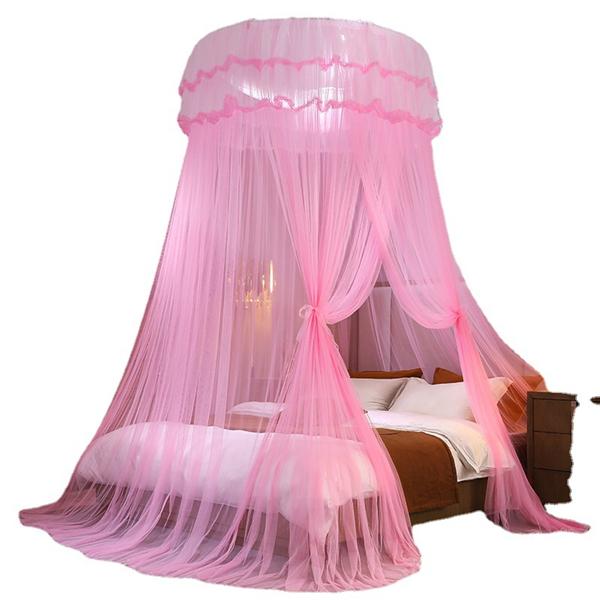 2027 New Dome Ceiling Mosquito Net Fresh Encryption Net Yarn Princess Wind Free Installation Floor Ceiling Mosquito Net high quality
