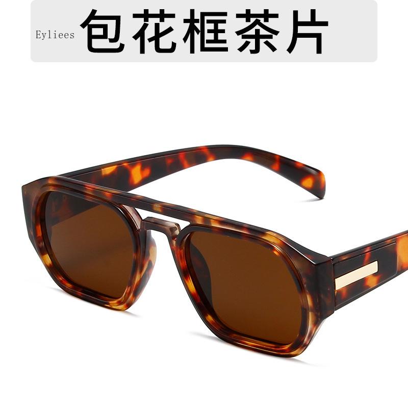 Новые ретро квадратные солнцезащитные очки с двойной переносицей для женщин и мужчин, модные, с цветной оправой, солнцезащитные очки, шасы, UV400, очки, оптом
