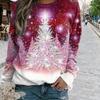 Tops For Women Beautiful Christmas Tree Print Round Neck Long Sleeve T-shirt Fall Casual Slim Pullover Women's Long Sleeve Top