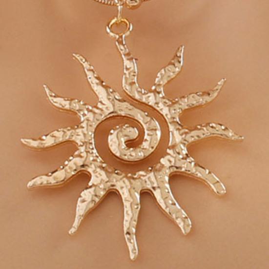 Yousheng Spiral Sun Pendant Necklace Titanium Steel Vintage Necklace Bohemian Sun Charm Necklace Prom Birthday Jewelry for Her