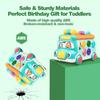 Music Activity Bus Baby Toy with Sound & Light  Shape Sorter Whack-a-Mole Toys Interactive Game Cartoon School Bus for Kids