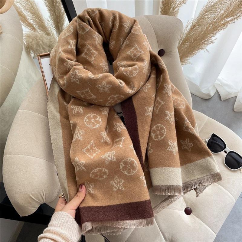 Winter Imitation Cashmere Scarf Women's Autumn and Winter Long Outer Air Conditioner Shawl Double-sided Warm Scarf