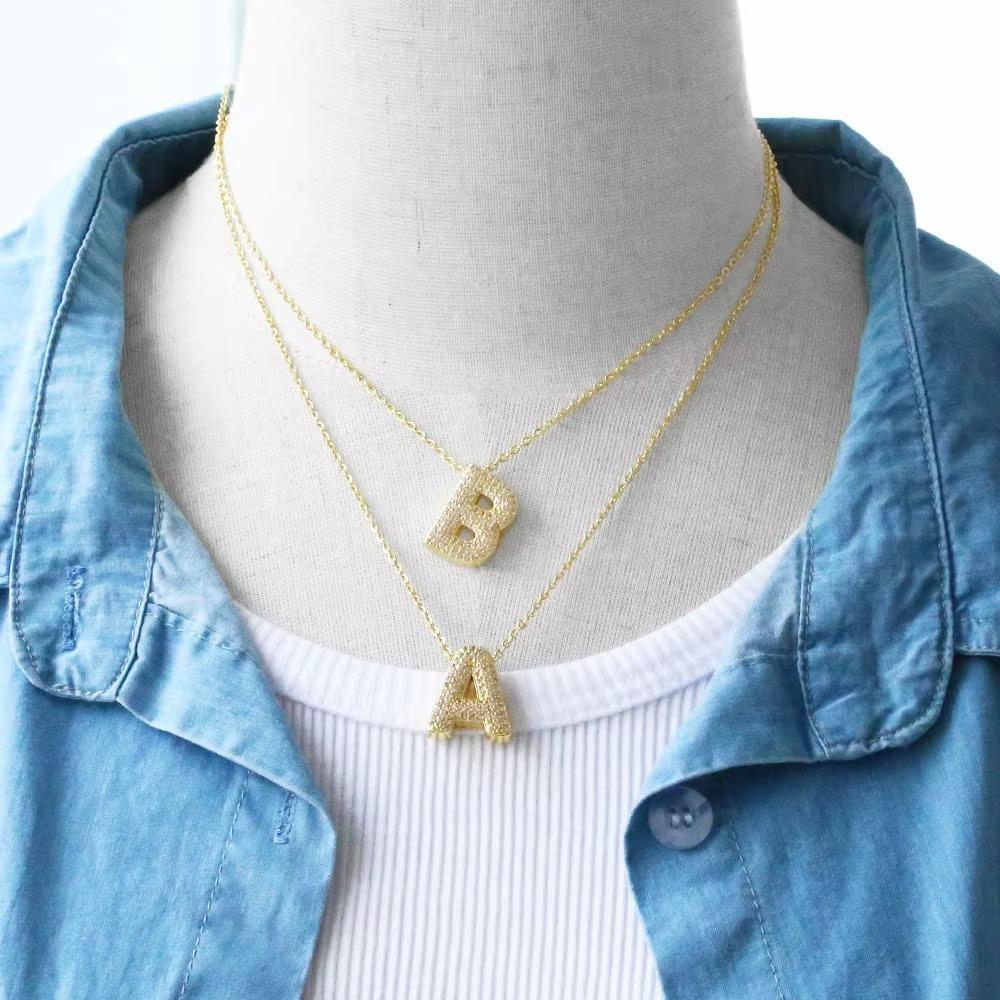 Gold Color 26 Letters Necklace Alphabet Women Sweater Chain A-Z Letter Clavicle Chain Ladies