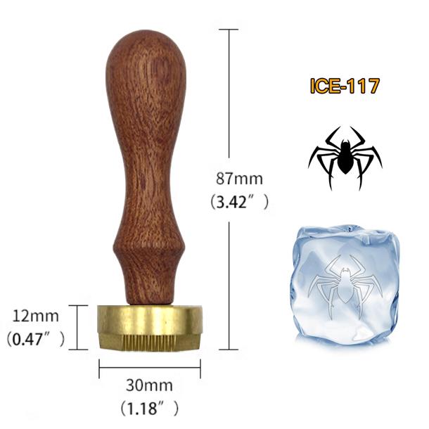 Ice Stamp With Removable Brass Head & Wood Handle - Vintage 1.18" Branding for Cubes, Cocktails, Whiskey, Mojito Drinks - Bar Making DIY Crafting