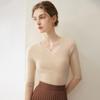 Women's Slim-Fit V-Neck Cashmere Sweater - Flattering Knit Base Layer for Autumn/Winter