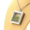 Stones and Minerals. Raw Peridot Necklace. Square Model. Color Silver.
