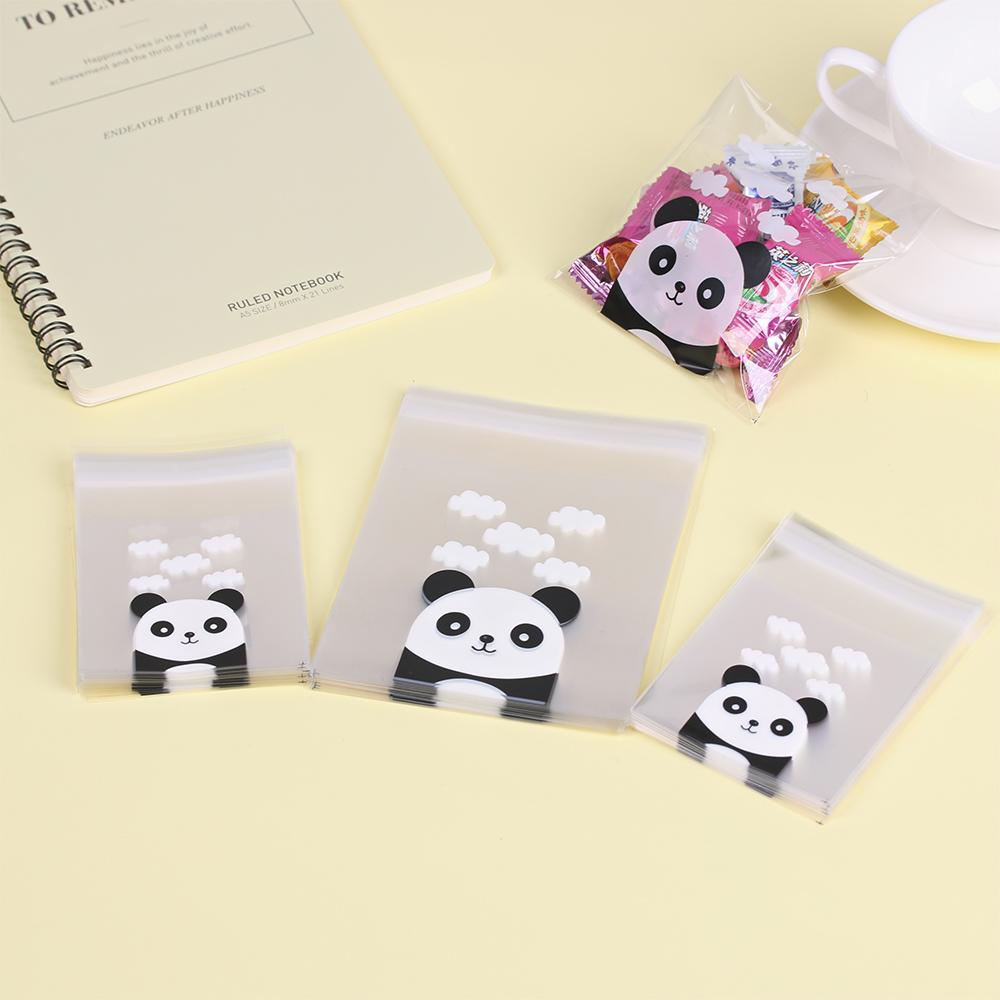 100pcs New Party Supplies Gift Packages Panda Plastic Cookie Pocket Self-Adhesive Candy Bag
