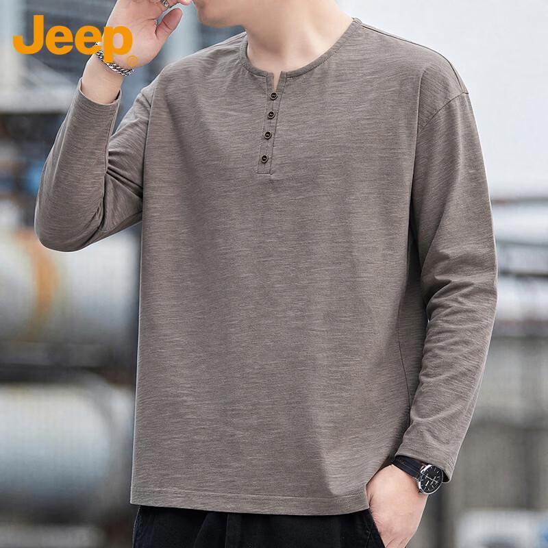 JEEP Men's Long-Sleeve Henley Cotton T-Shirt