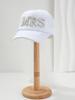 Unisex Casual Hat with Pearl Letters, Mesh & Bridal Veil for a Chic Engagement Party