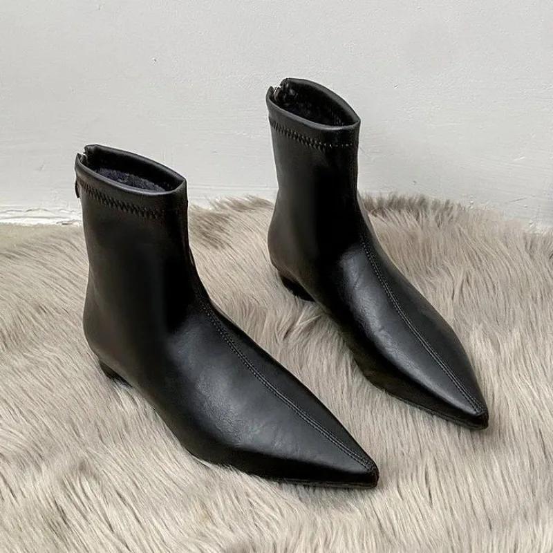 Модные модные сексуальные заостренные кожаные женские ботильоны дизайнерские осенне-зимние большие размеры 35-43 ботинки на платформе обувь для женщин