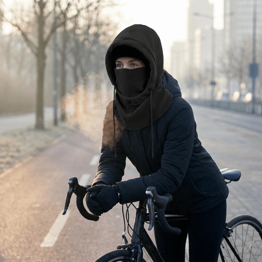 Plush Lined Balaclava Hat Windproof Warm Hooded Scarf Unisex Face Cover Scarf Cycling