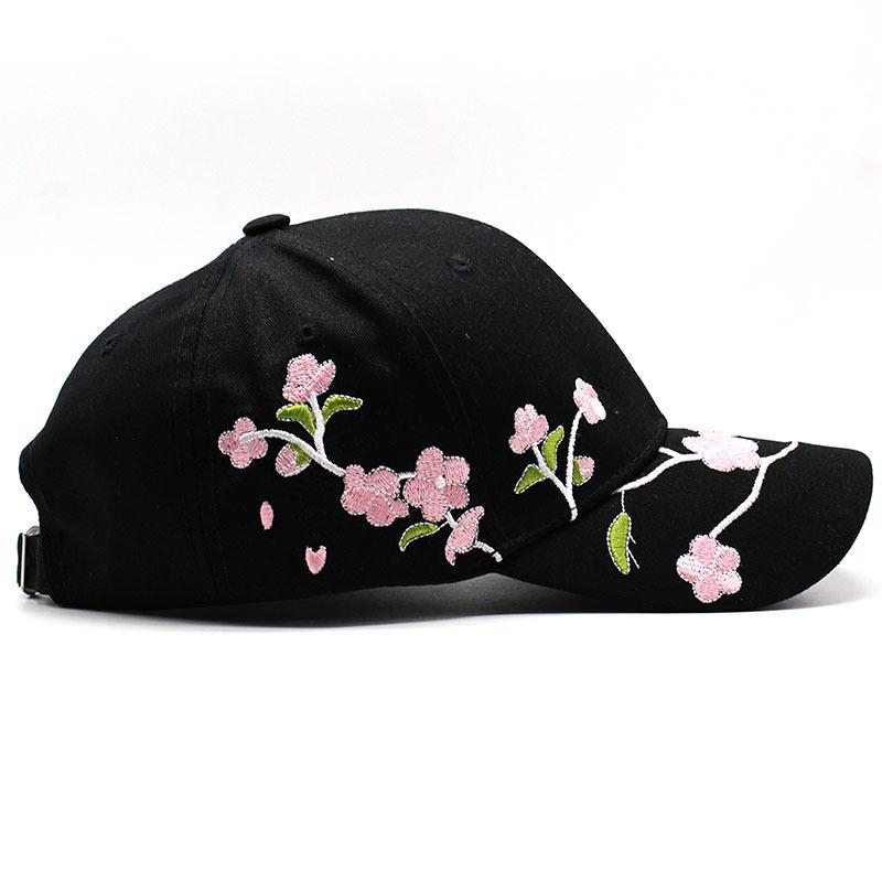 Вышивка цветущей сливы, цветущего персика, бейсболка, летняя женская хлопковая повседневная кепка, шляпа с козырьком для защиты от солнца