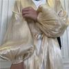 2022 Атласный длинный мусульманский халат-кардиган