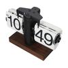 Digital Flip Clock 12h Single Sided Large Numbers Automatic Retro Mechanical Flip Clock Wood Base for Living Room