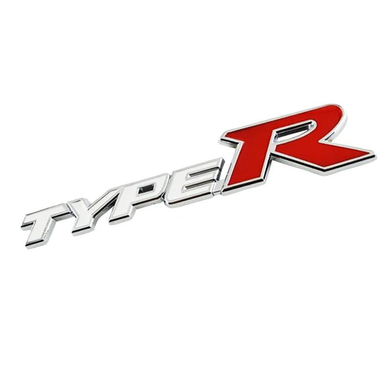 FIQ1 3D Metal Types Type S R Logo Letters Car Trunk Badge Decal For Honda S Fit City Civic Accord CRV HRV Emblem Sticker Accessories