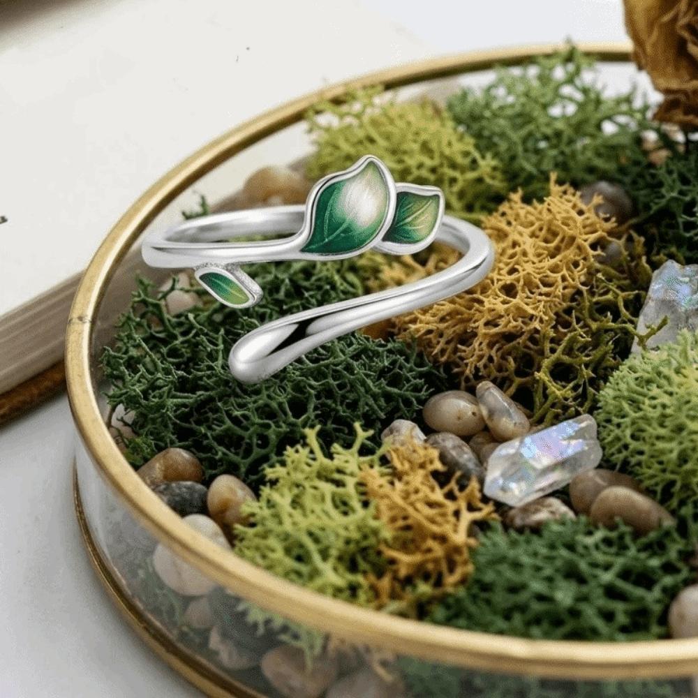 Adjustable Leaf Opening Ring Irregular Women's Ring Fashion Enamel Leaf Ring Daily Wear