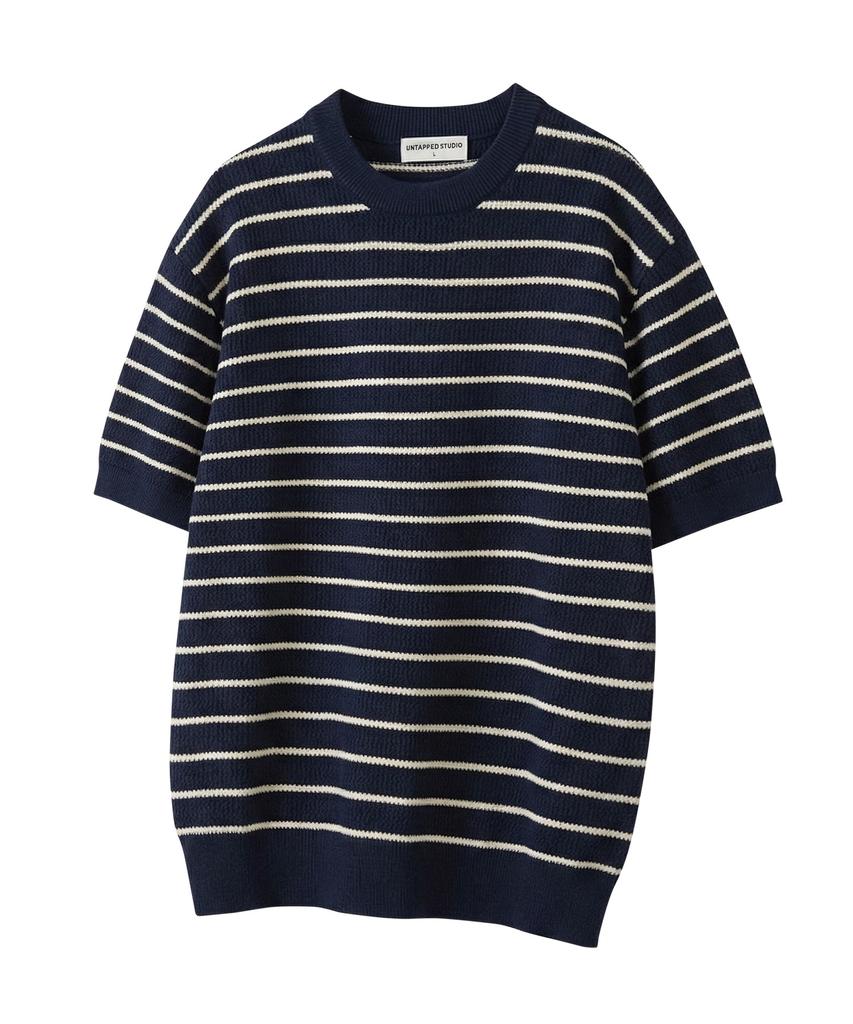 UNTAPPED STUDIO [2Pack] Cool-Like Linen Crochet Round Short Sleeve Knit 5 Colors (Type A)