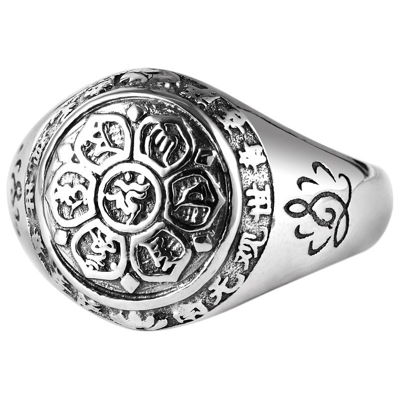 S925 Sterling Silver Rings New Fashion Six Syllable Mantra Lotus Pure Argentum Amulet Jewelry for Women Men