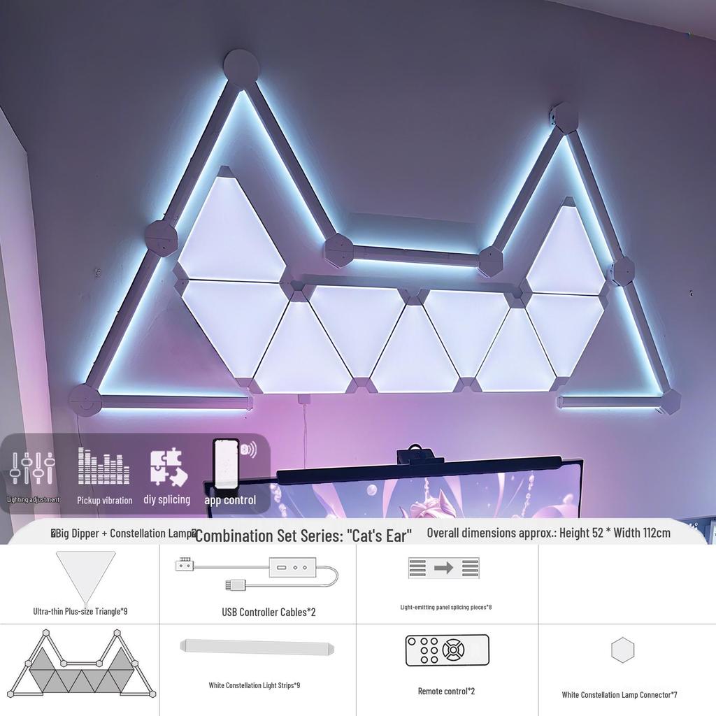 Умная RGB панель со светом созвездий: 3D Цветовая лампа, реагирующая на звук, для киберспорта, атмосферы стены или спальни.