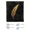 1pc Black Feather Print Flannel Blanket - Soft, High-Definition Digital Print, 100% Polyester, All-Season Comfort, Perfect Gift