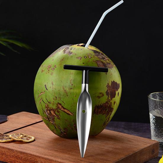 Coconut Opener Tool Set Stainless Steel Coconut Meat Scraper Coconut Opener