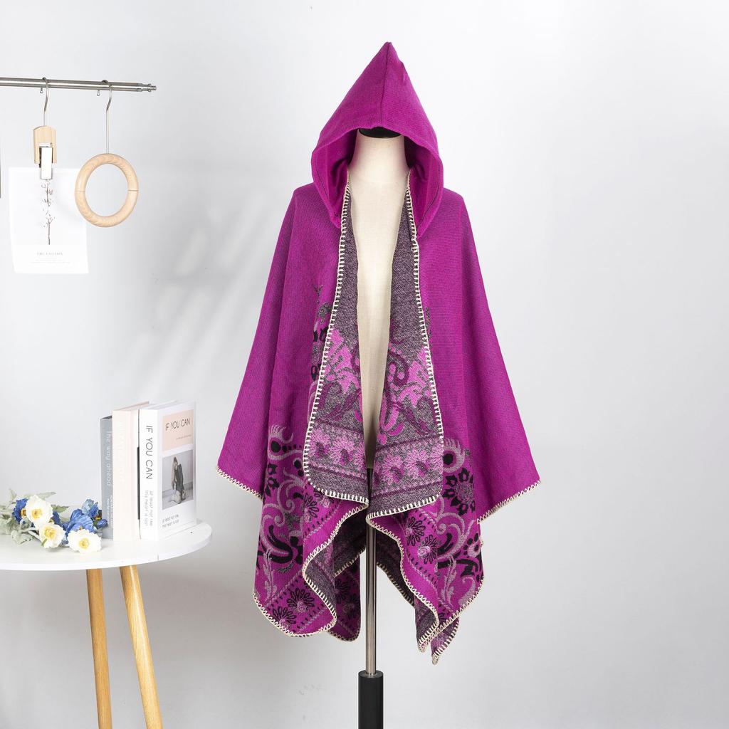 Retro Pattern Shawl Women'S Outdoor Travel Four Seasons Cardigan Air-Conditioned Room With Warm Cape