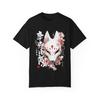 Mystical White Kitsune Fox Mask Unisex T-shirt, Men's Women's Tee, Japanese Folklore Urban Streetwear Top Animal Spirit Clothing