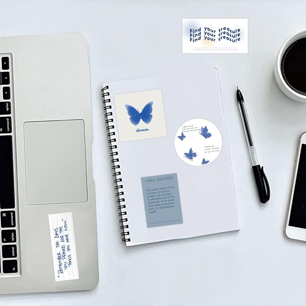 57pcs Blue Stickers Aesthetic Waterproof Laptop Stickers Decals Water Bottle Laptop Computer Skateboard