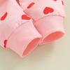 Toddler Girls Valentine's Day Sets Long Sleeve Heart Print Sweatshirt Drawstring Pants Headband Sets