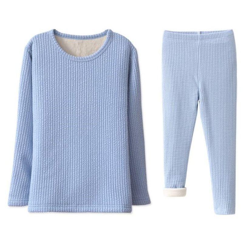 Детский комплект нижнего белья Средний и Большой для Мальчиков и Девочек Пижама Осень и Зима Теплые Длинные Кальсоны Верх и Низ На Флисовой Подкладке Утепленный Теплосберегающий