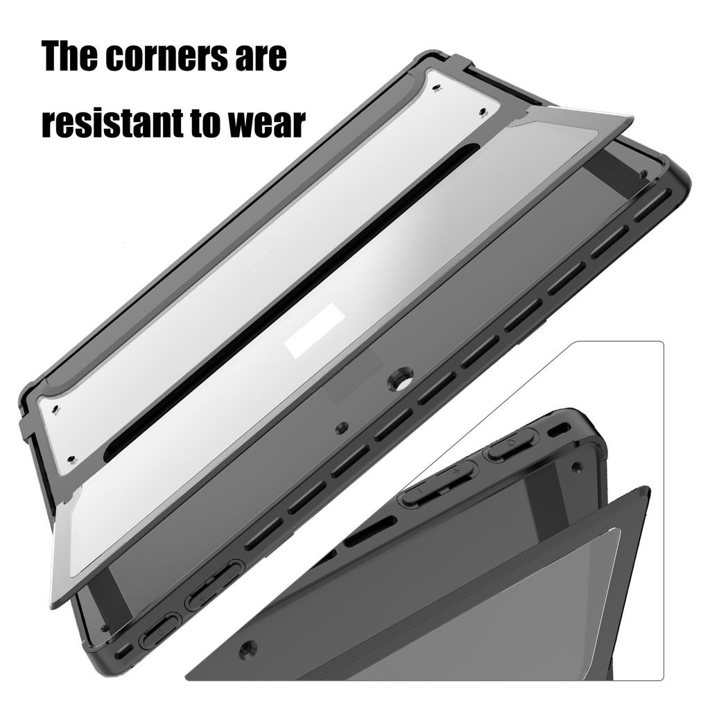 Многоугольный защитный чехол с подставкой, кристально чистая противоударная задняя крышка для клавиатуры и ручки Surface Pro9