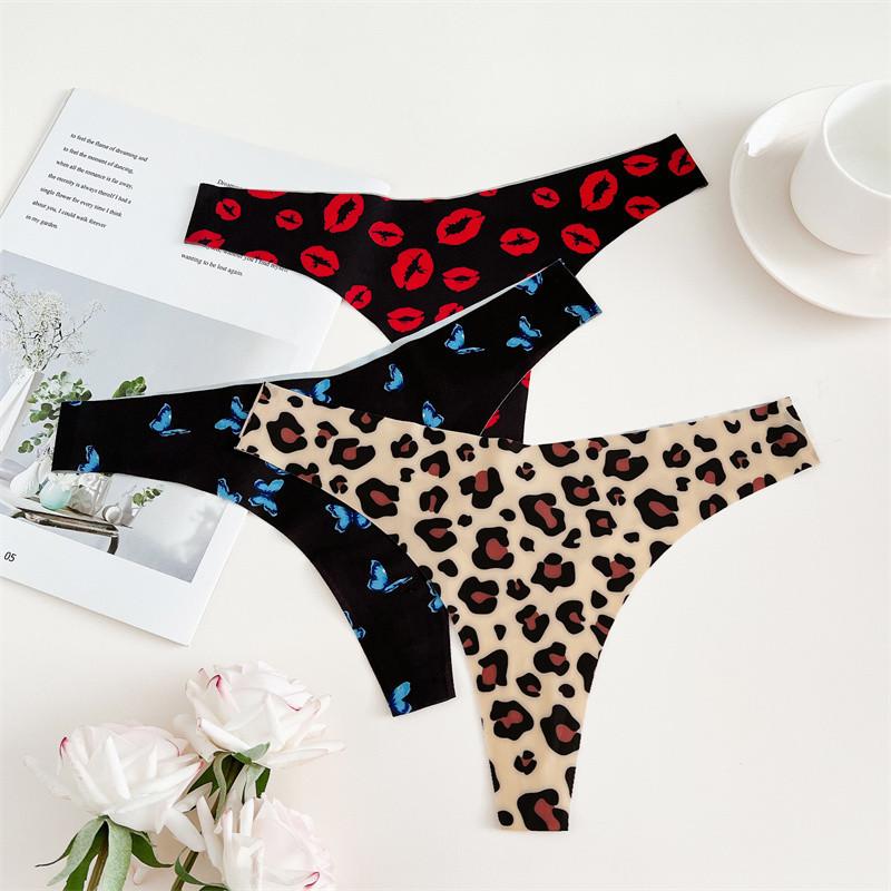 FINETOO Сексуальные трусики для женщин Butterfly T-back Comfort G-string Printed Underwear