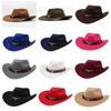Solid Color Cowgirl Jazz Hat Woolen Party Cosplay Hat Vintage Western Cowboy Hat  Cycling Caps