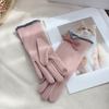Women Winter Touchscreen Gloves Warm Gloves with Fuzzy Cuffs Bows Thickened Thermal Gloves for Driving Texting Commuting