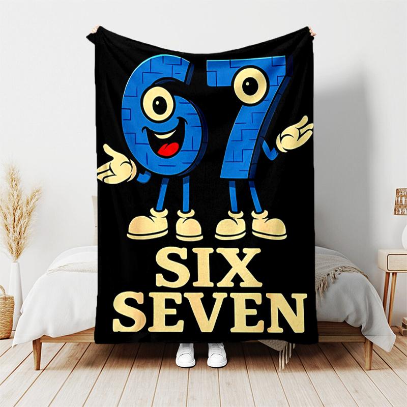 1pc Blanket SIX SEVEN Print Design, Lightweight Blanket for Sofa, Bed- Soft &Warm, Gift for All Seasons like Christmas, Halloween