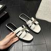Flat-bottomed Slippers Women's 2025 Summer New Fashion and Versatile Outer Wear One-word Sandals Internet Celebrity Popular Beach Shoes