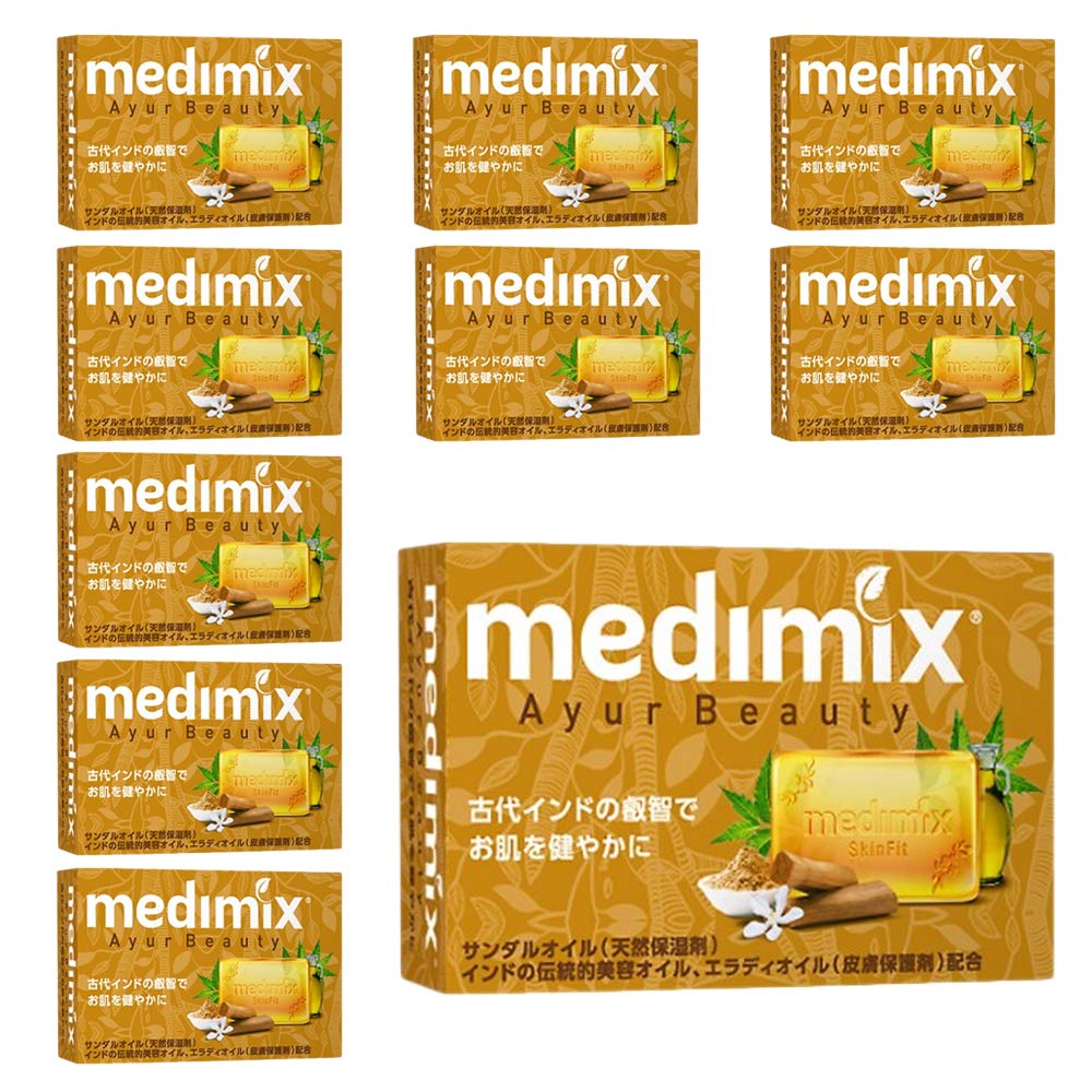 Authentic Medimix Aromatherapy 10 Medimix Sandal Soap, Orange, Count, 125g, MED-SAN, 10-pack,