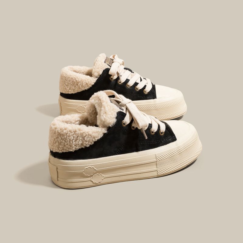 Зимняя нишевая теплая дизайнерская двухсторонняя обувь женская флисовая повседневная спортивная две хлопковые туфли женские