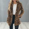 Осенне-зимнее женское пальто из толстого плюша с леопардовым принтом и лацканами с длинным рукавом, ветрозащитное, морозостойкое, с карманами средней длины, кардиган, женское свободное пальто