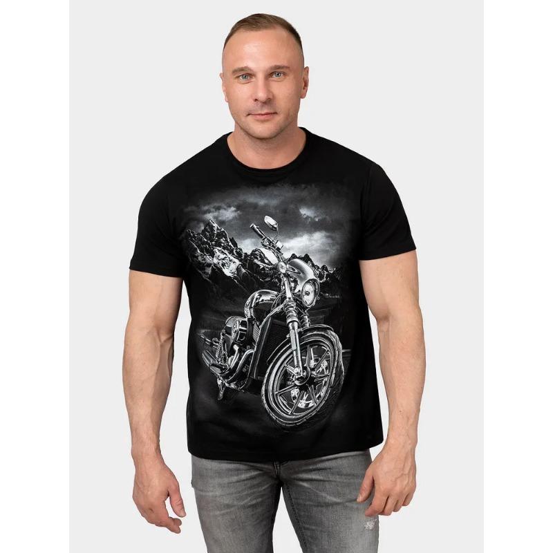 Men Moto Printed Short Sleeve O Neck T Shirt Summer Tees