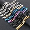 Classic Man Bracelet for Men Matte Brushed Solid Stainless Steel 15MM Curb Cuban Link Chain Men's Bracelets 9 Color Available