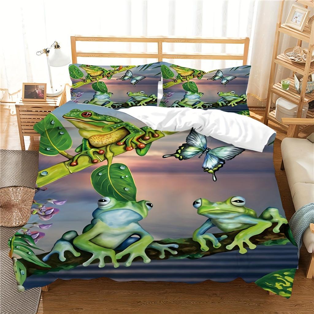 Tree Frog Frog Animal Quilt Cover Bedding Three-Piece Quilt Cover Independent Station