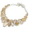 Golden Rutile Gemstone Handmade 925 Sterling Silver Jewelry Necklace 18" SU-9775