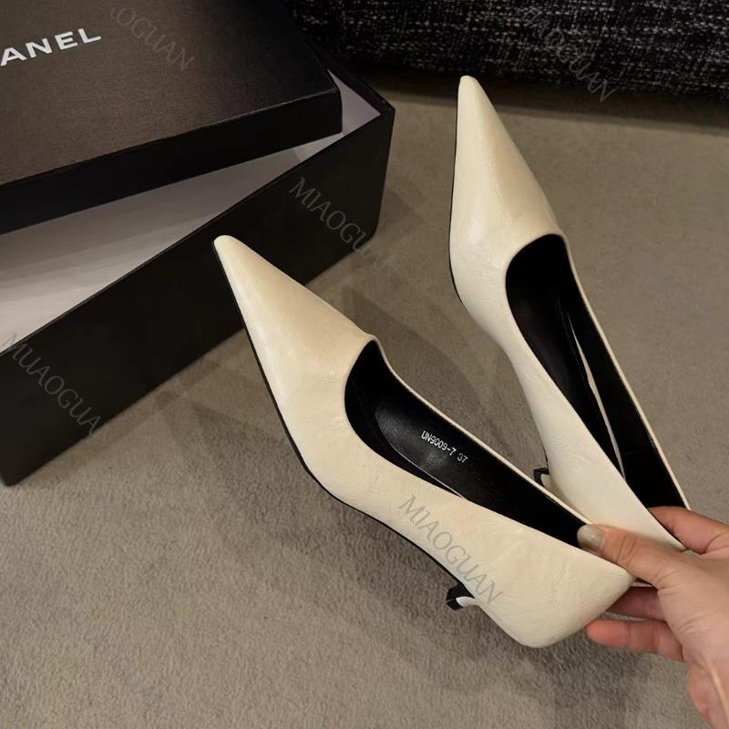 Fashion Temperament Woman Pumps Pointed Toe Thin Low Heels Elegant Party Female Shoes Solid Color Fashion Soft Leather Heels for Women