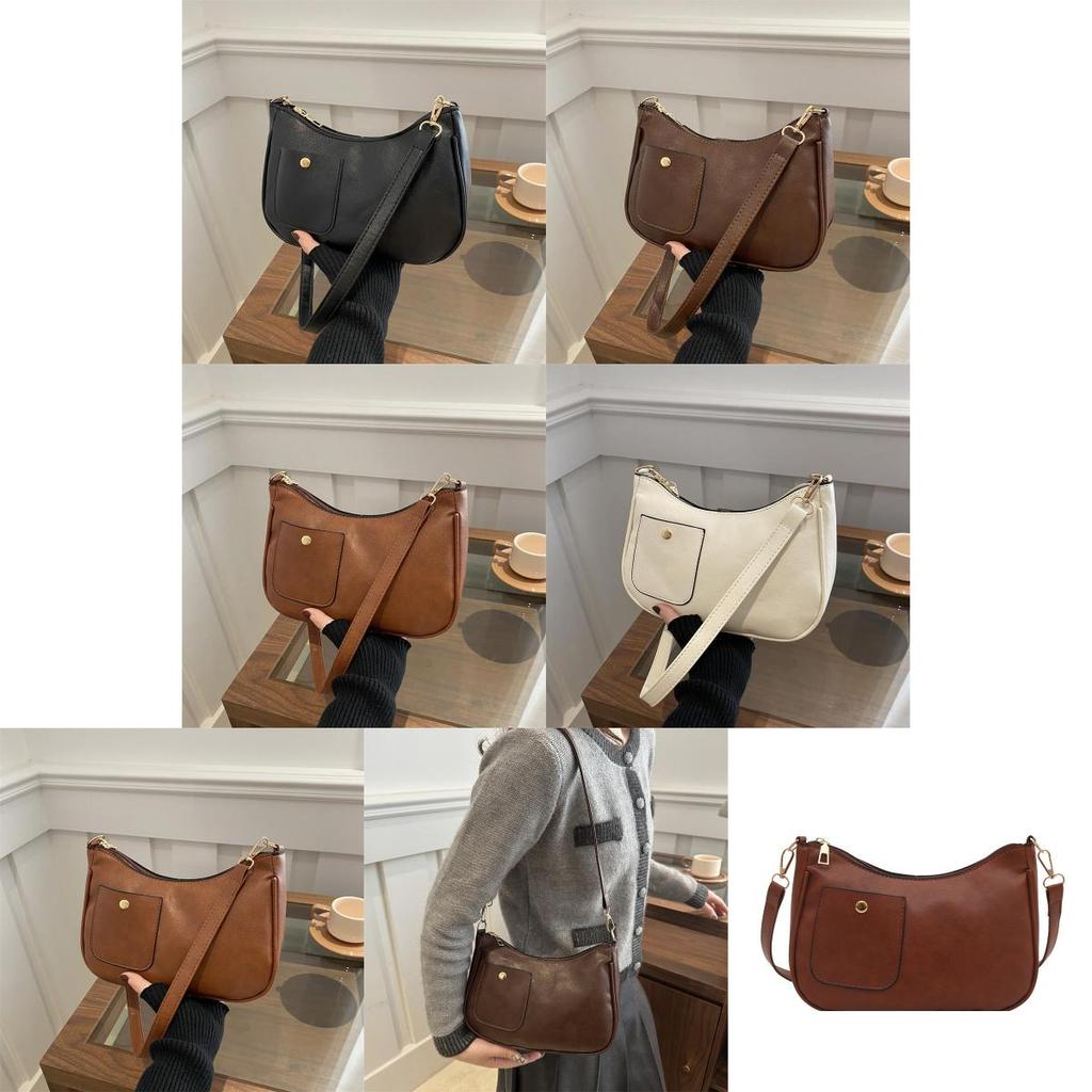 Texture Niche Minimalist Single Shoulder Underarm Bag Crossbody With Zip Closure